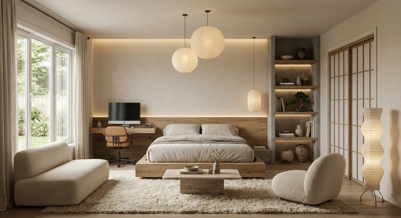 Дизайн детской в стиле Japandi — фото интерьера от нейросети RoomGPT