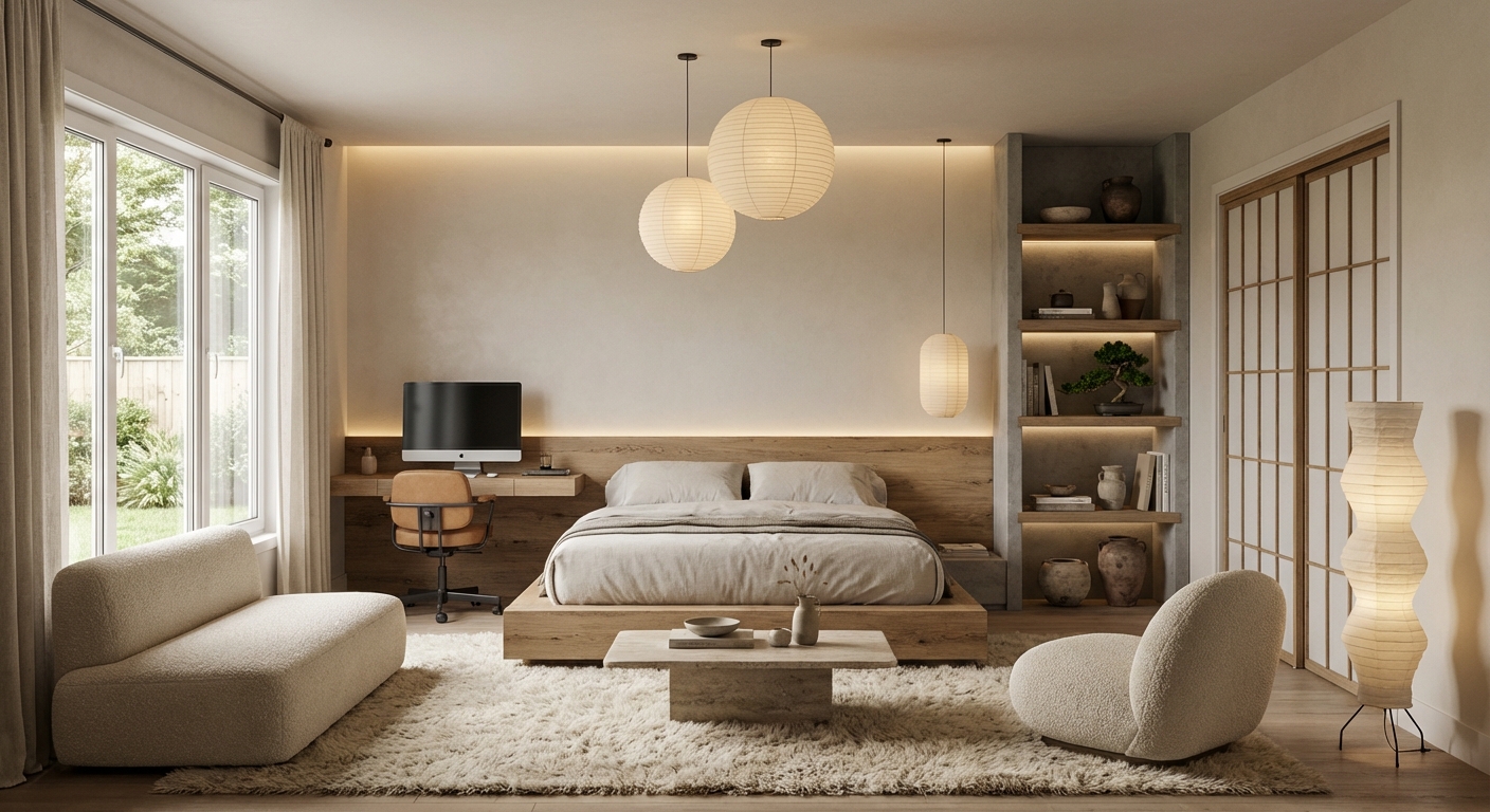 Дизайн детской в стиле Japandi — фото интерьера от нейросети RoomGPT