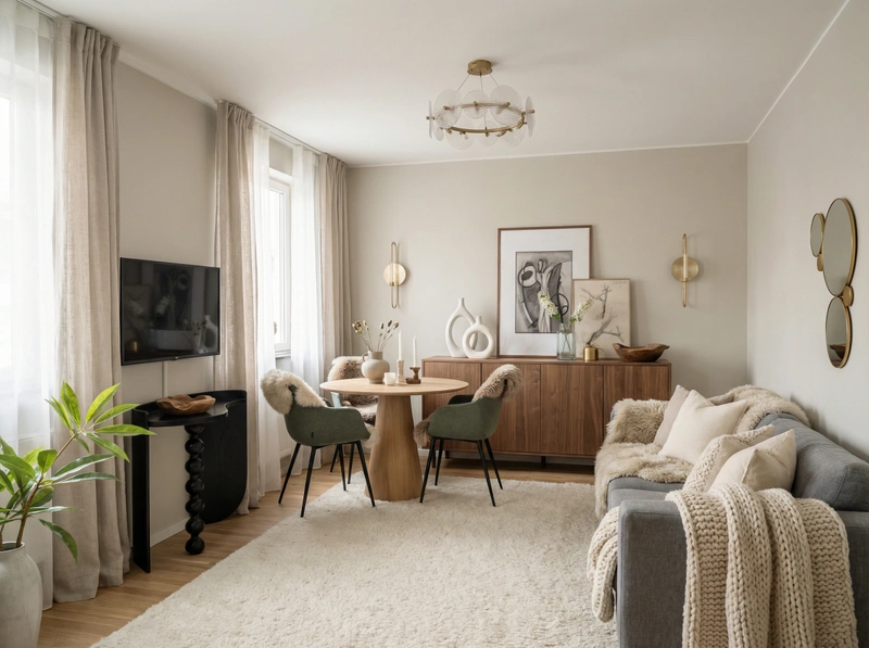 Дизайн интерьера в стиле Хюгге — Гостиная от нейросети RoomGPT