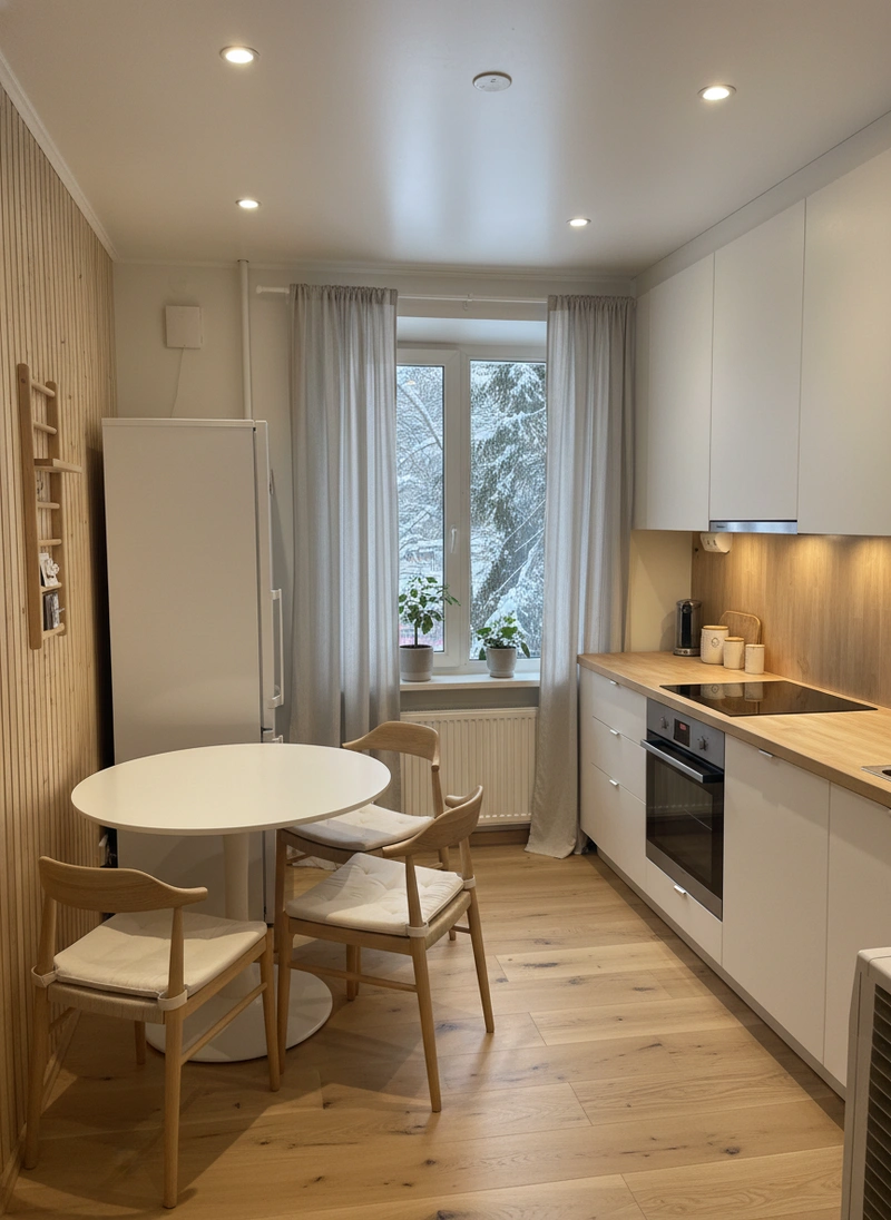 Дизайн интерьера в стиле Хюгге — Кухня от нейросети RoomGPT