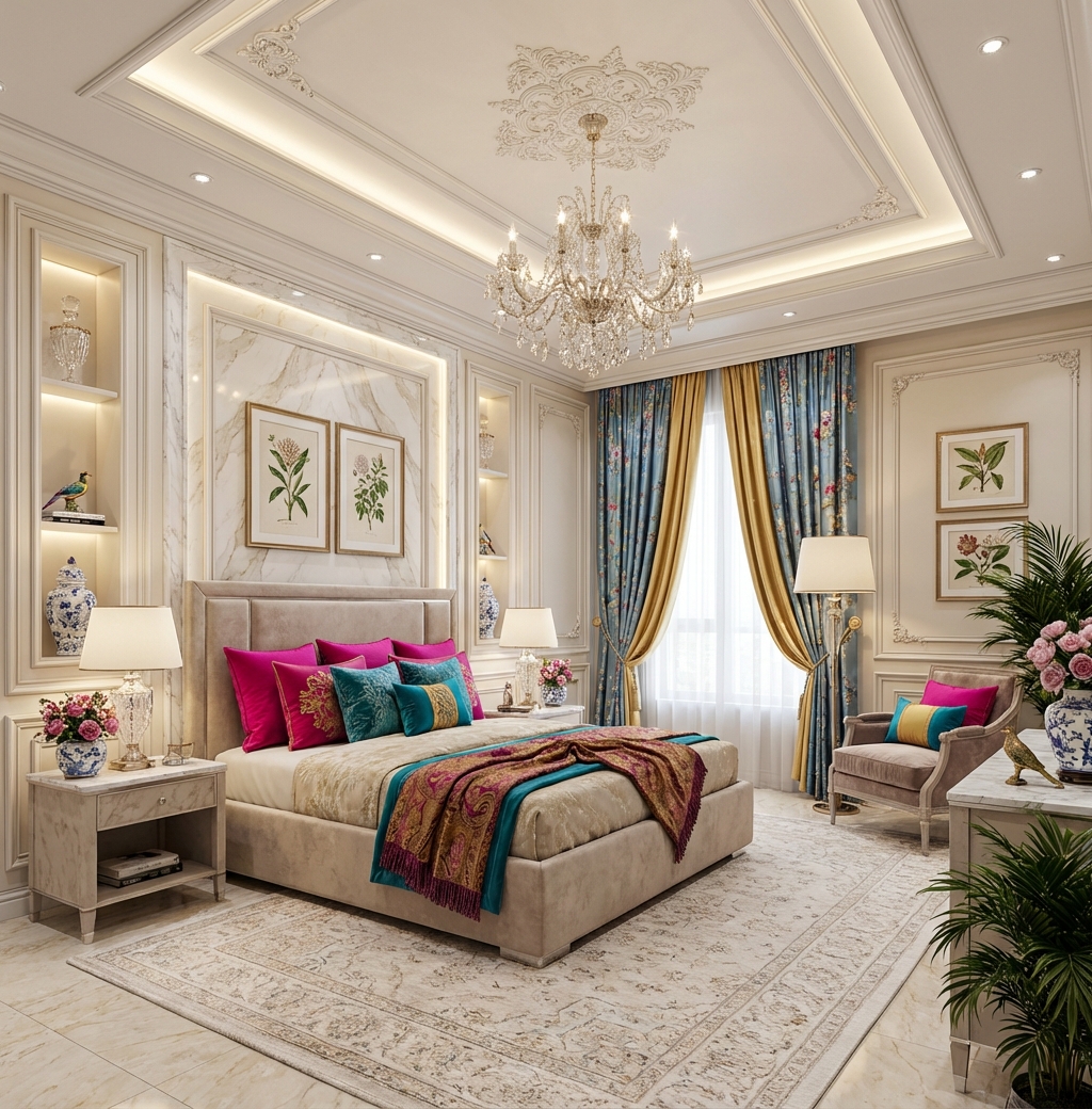 Дизайн спальни в стиле Классика — фото интерьера от нейросети RoomGPT