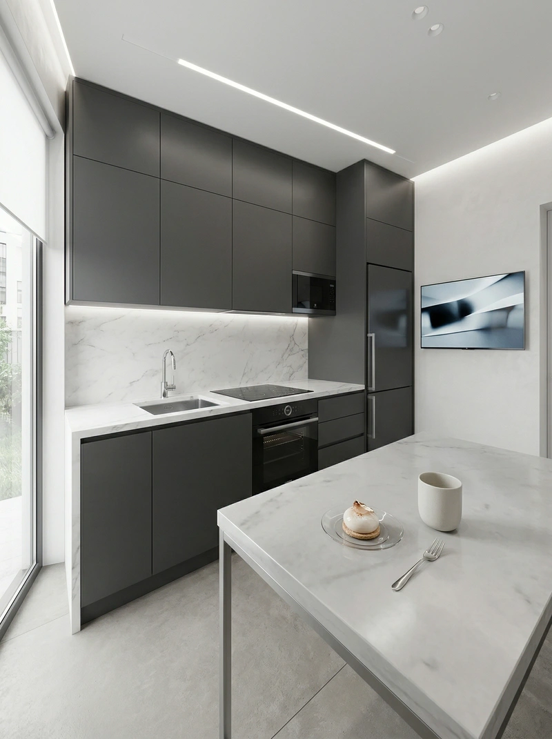 Дизайн кухни в стиле Минимализм — фото интерьера от нейросети RoomGPT