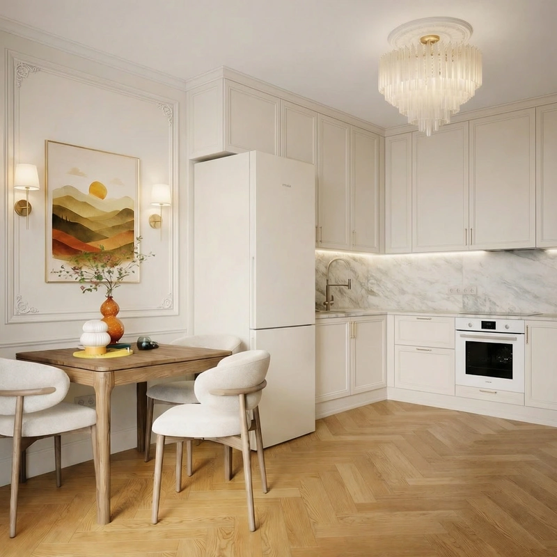 Дизайн интерьера в стиле Классика — Кухня от нейросети RoomGPT