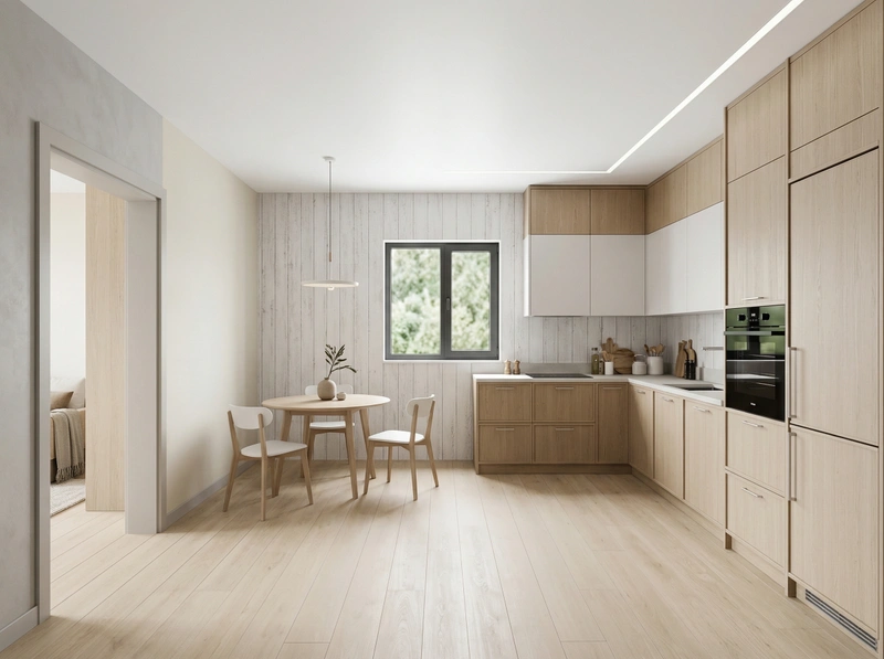 Дизайн кухни в стиле Сканди — фото интерьера от нейросети RoomGPT