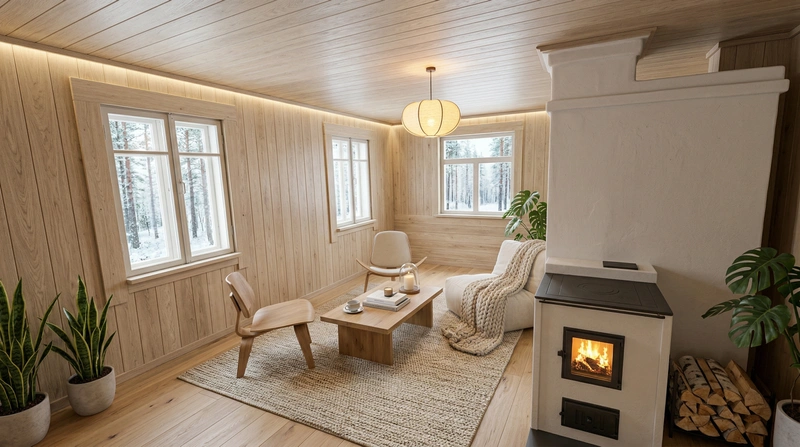 Дизайн гостиной в стиле Хюгге — фото интерьера от нейросети RoomGPT