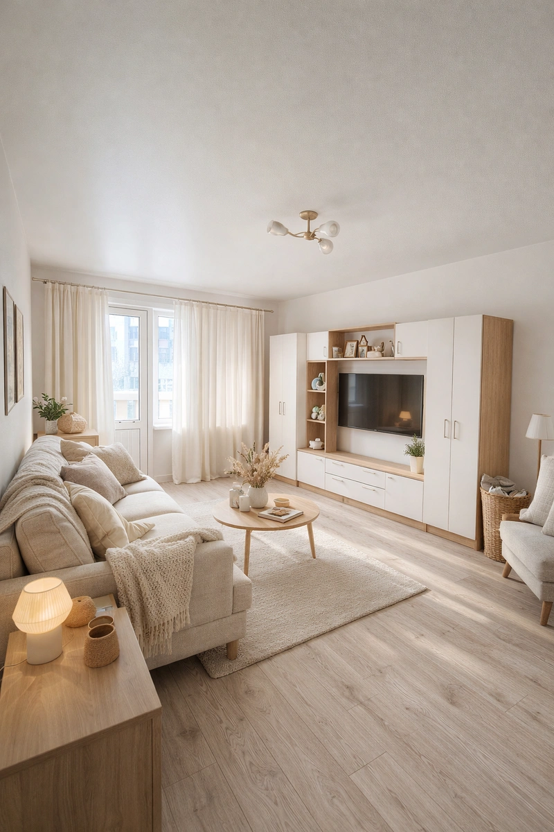 Дизайн интерьера в стиле Хюгге — Гостиная от нейросети RoomGPT