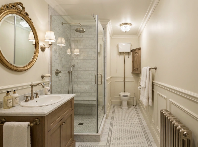 Дизайн ванной в стиле Классика — фото интерьера от нейросети RoomGPT