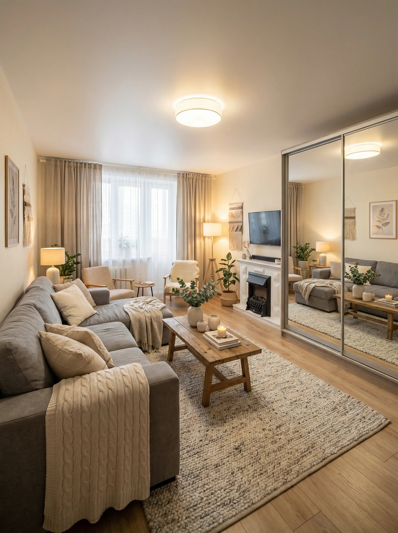 Дизайн интерьера в стиле Хюгге — Гостиная от нейросети RoomGPT