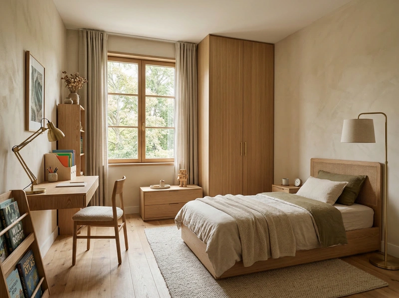 Дизайн детской в стиле Japandi — фото интерьера от нейросети RoomGPT