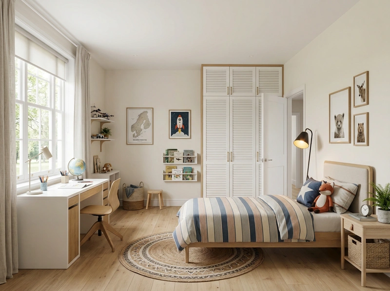 Дизайн детской в стиле Сканди — фото интерьера от нейросети RoomGPT