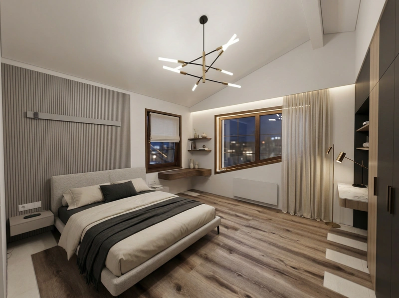 Дизайн спальни в стиле Минимализм — фото интерьера от нейросети RoomGPT
