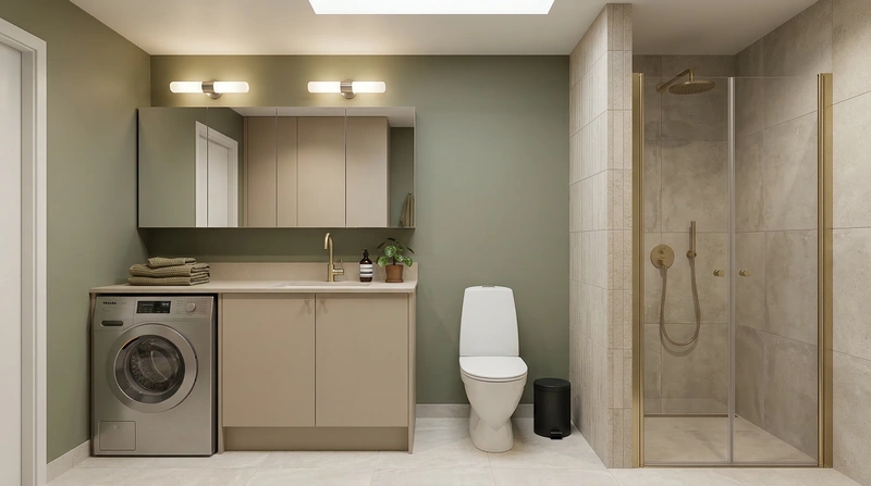 Дизайн ванной в стиле Сканди — фото интерьера от нейросети RoomGPT