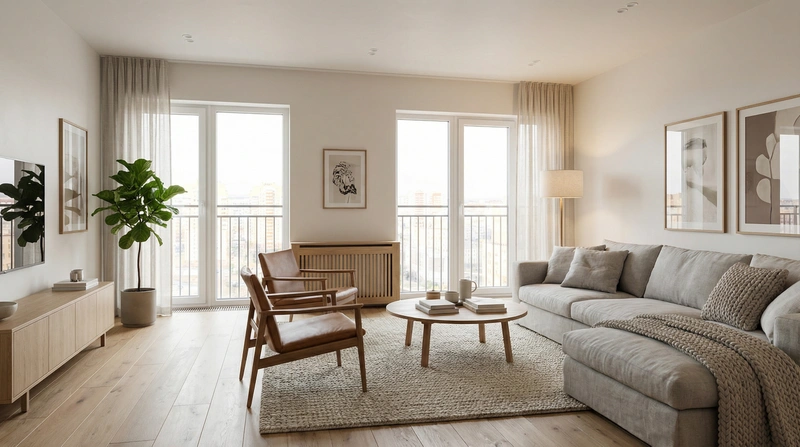 Дизайн гостиной в стиле Сканди — фото интерьера от нейросети RoomGPT