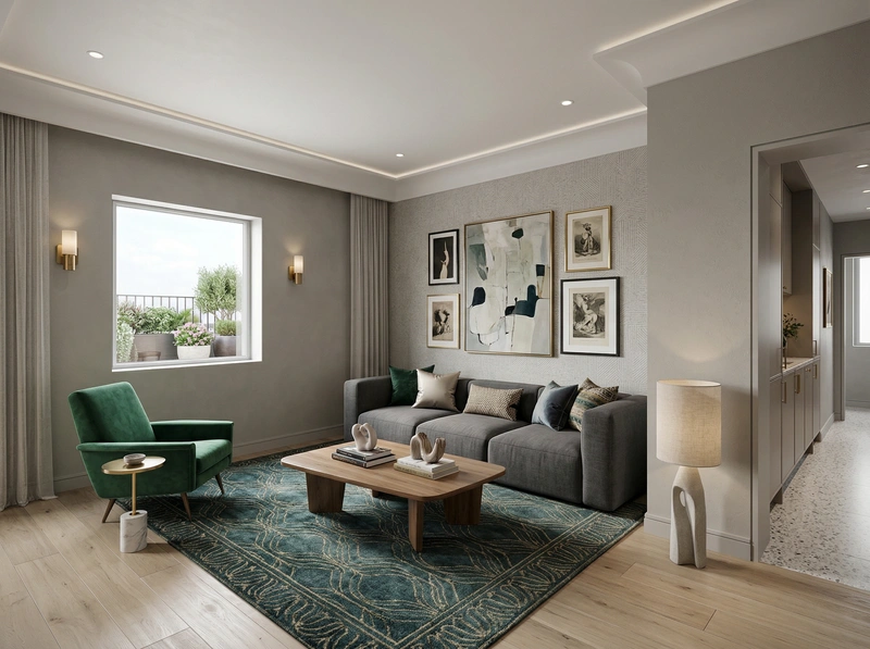 Дизайн интерьера в стиле Эклектика — Гостиная от нейросети RoomGPT