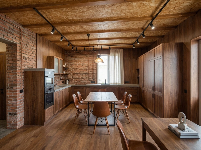 Дизайн кухни в стиле Лофт — фото интерьера от нейросети RoomGPT