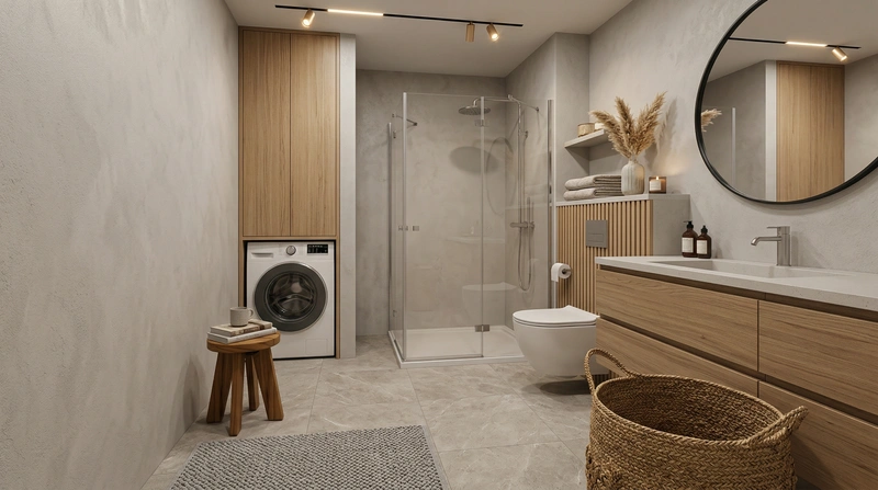 Дизайн ванной в стиле Хюгге — фото интерьера от нейросети RoomGPT