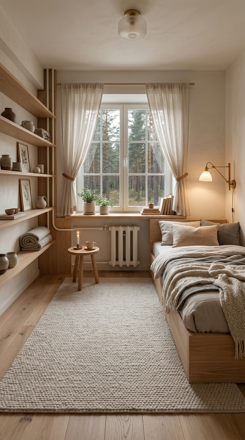 Дизайн спальни в стиле Хюгге — фото интерьера от нейросети RoomGPT