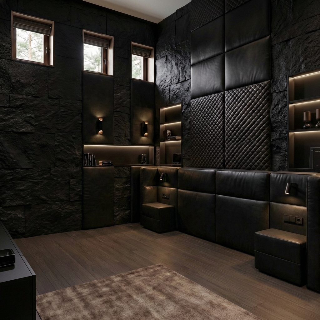 Дизайн спальни в стиле Блэктэк — фото интерьера от нейросети RoomGPT