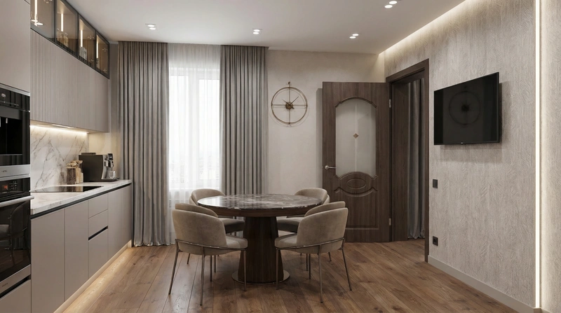 Дизайн кухни в стиле Контемпорари — фото интерьера от нейросети RoomGPT