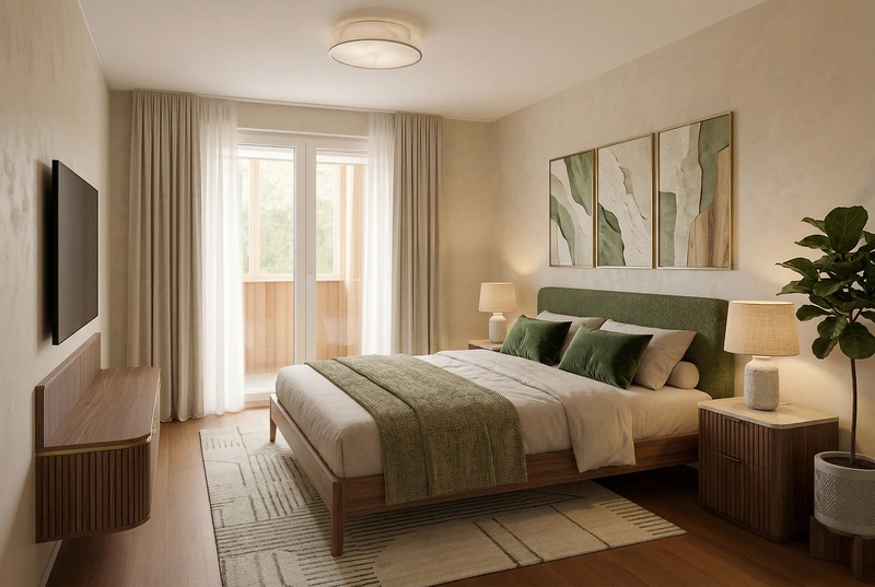 Дизайн интерьера в стиле Контемпорари — Гостиная от нейросети RoomGPT