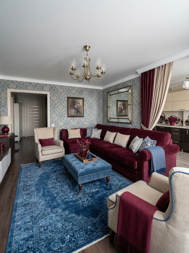 Дизайн интерьера в стиле Классика — Гостиная от нейросети RoomGPT