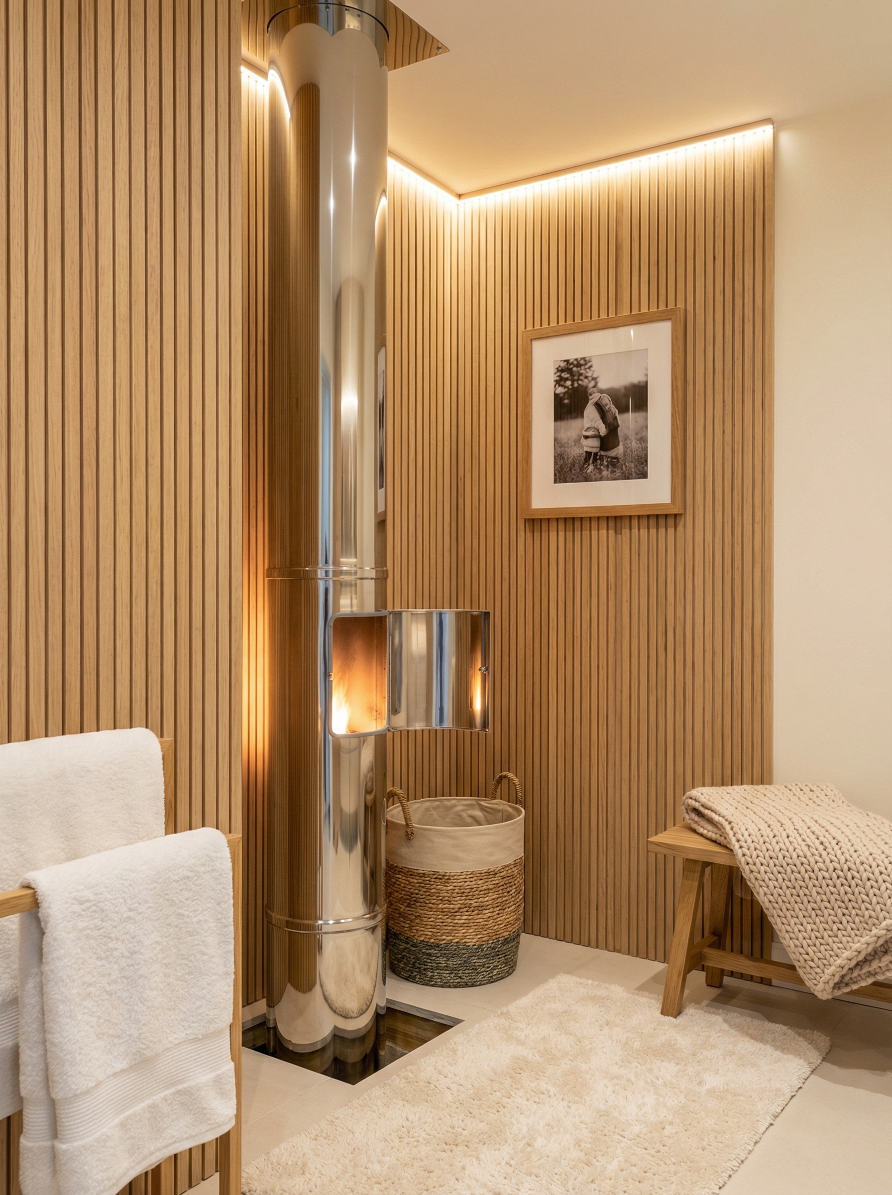 Дизайн ванной в стиле Хюгге — фото интерьера от нейросети RoomGPT