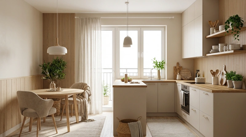 Дизайн интерьера в стиле Хюгге — Кухня от нейросети RoomGPT