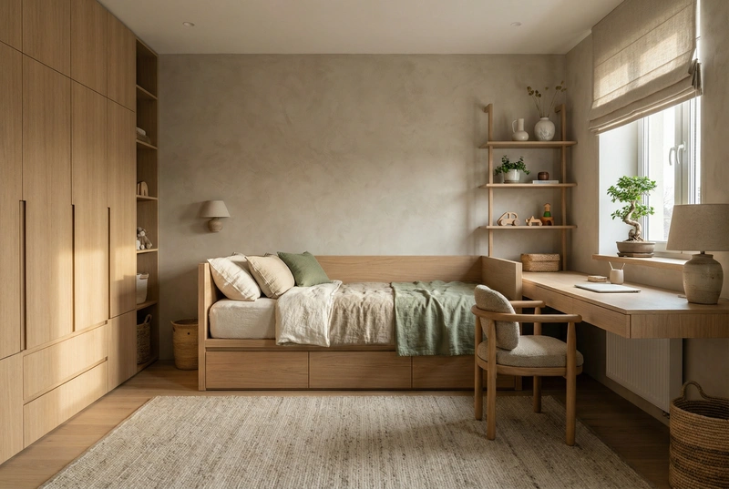 Дизайн детской в стиле Japandi — фото интерьера от нейросети RoomGPT