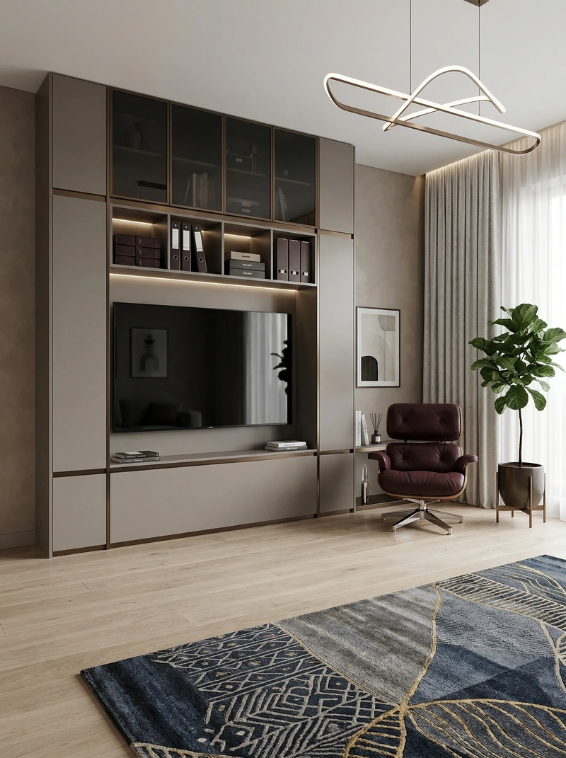 Дизайн интерьера в стиле Контемпорари — Гостиная от нейросети RoomGPT