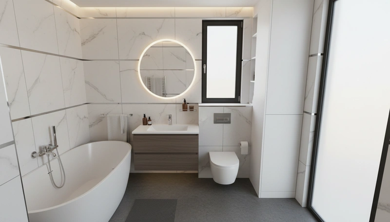 Дизайн ванной в стиле Минимализм — фото интерьера от нейросети RoomGPT