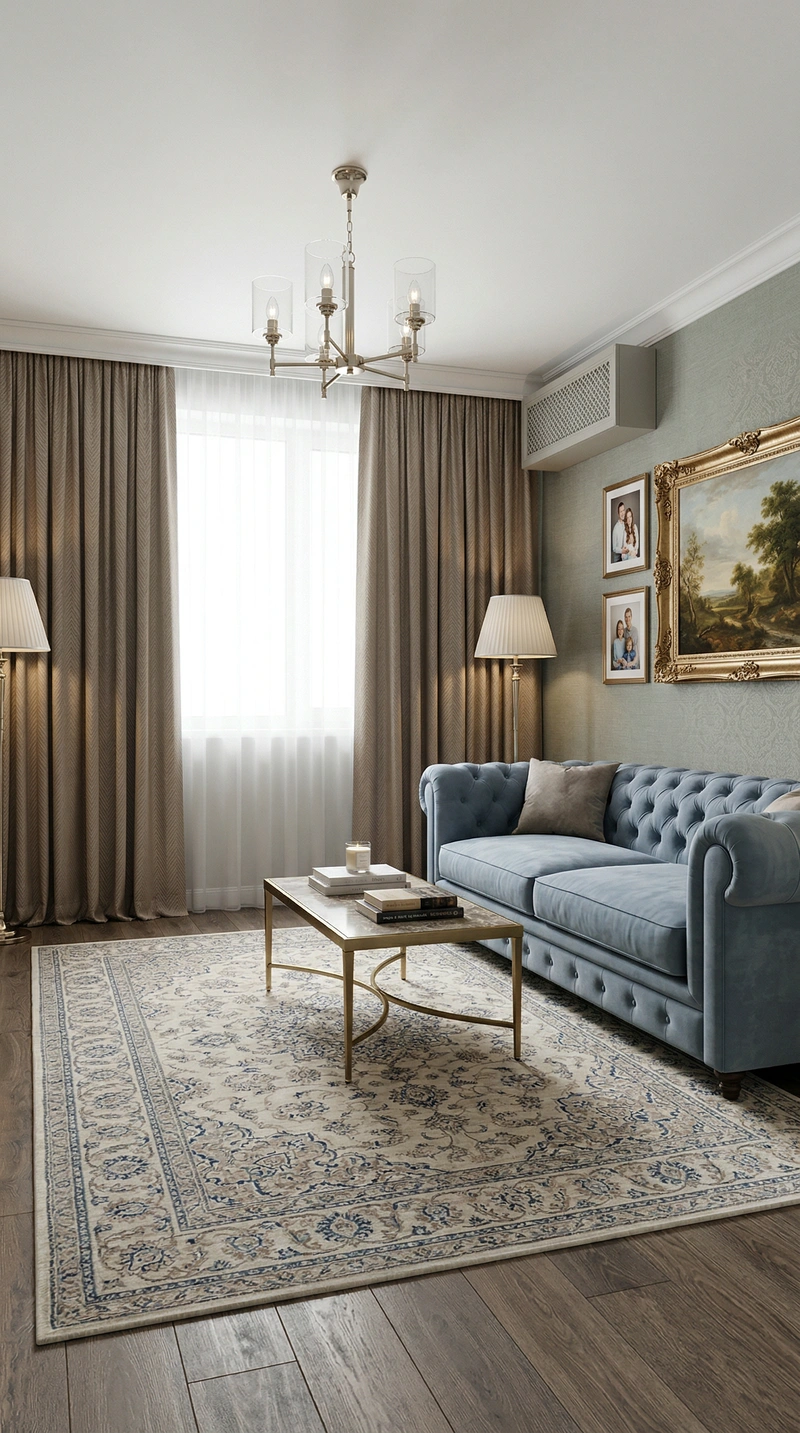 Дизайн интерьера в стиле Классика — Гостиная от нейросети RoomGPT