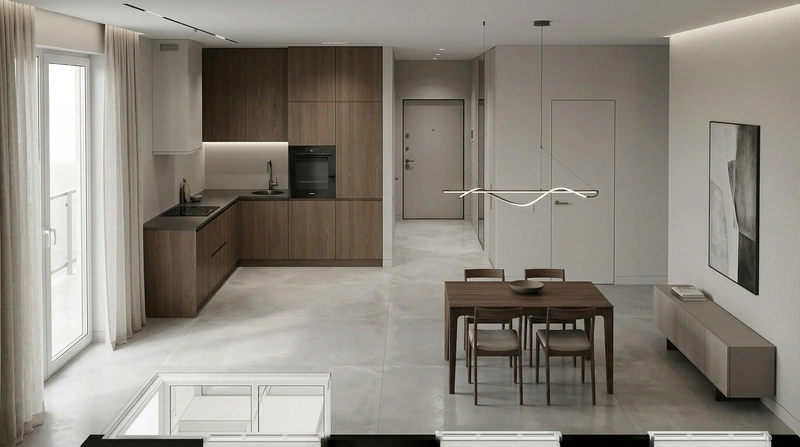 Дизайн кухни в стиле Минимализм — фото интерьера от нейросети RoomGPT