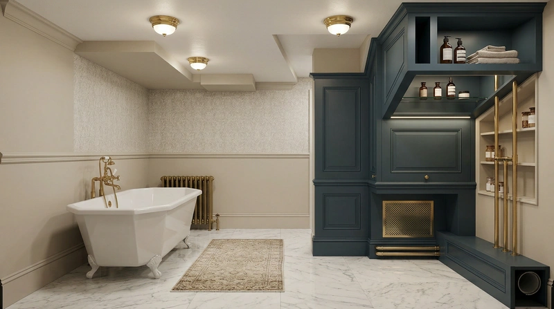 Дизайн интерьера в стиле Классика — Ванная от нейросети RoomGPT