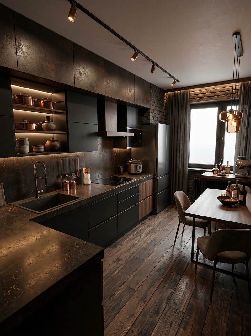 Дизайн интерьера в стиле Контемпорари — Кухня от нейросети RoomGPT