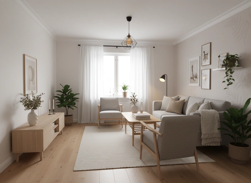 Дизайн интерьера в стиле Хюгге — Гостиная от нейросети RoomGPT