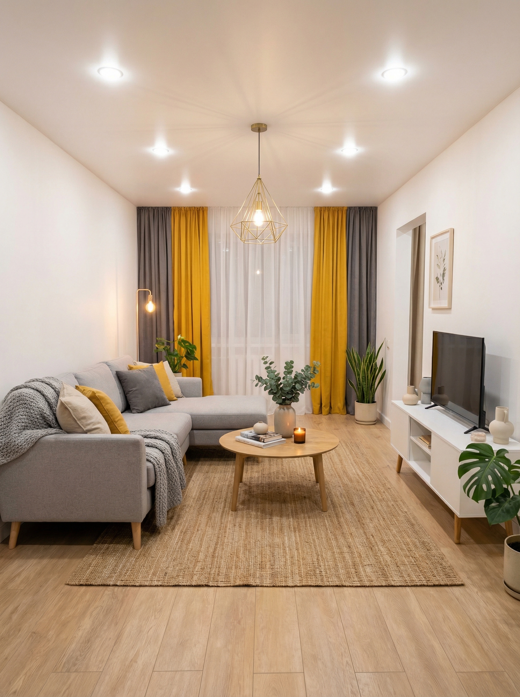 Дизайн гостиной в стиле Хюгге — фото интерьера от нейросети RoomGPT