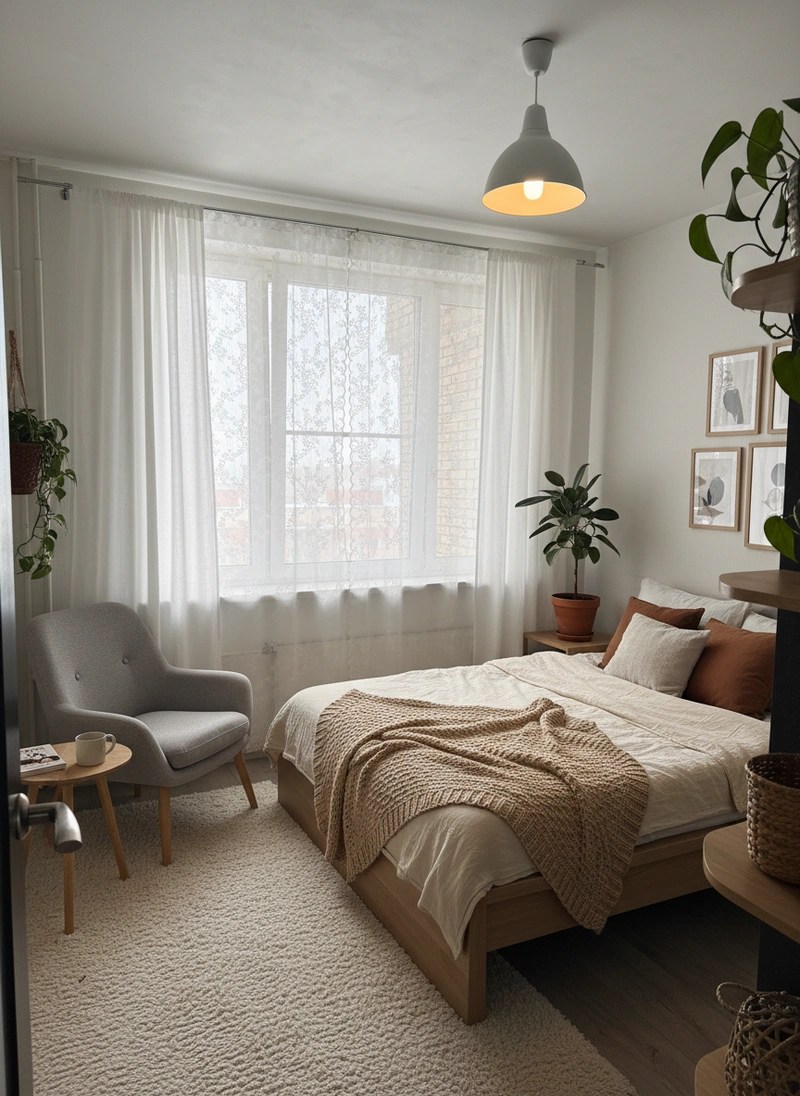 Дизайн интерьера в стиле Хюгге — Спальня от нейросети RoomGPT