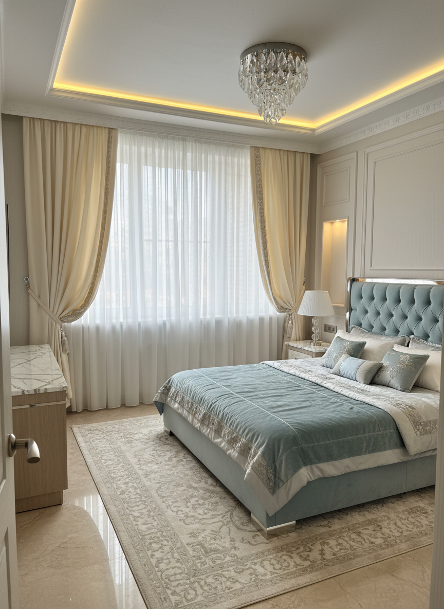 Дизайн спальни в стиле Классика — фото интерьера от нейросети RoomGPT
