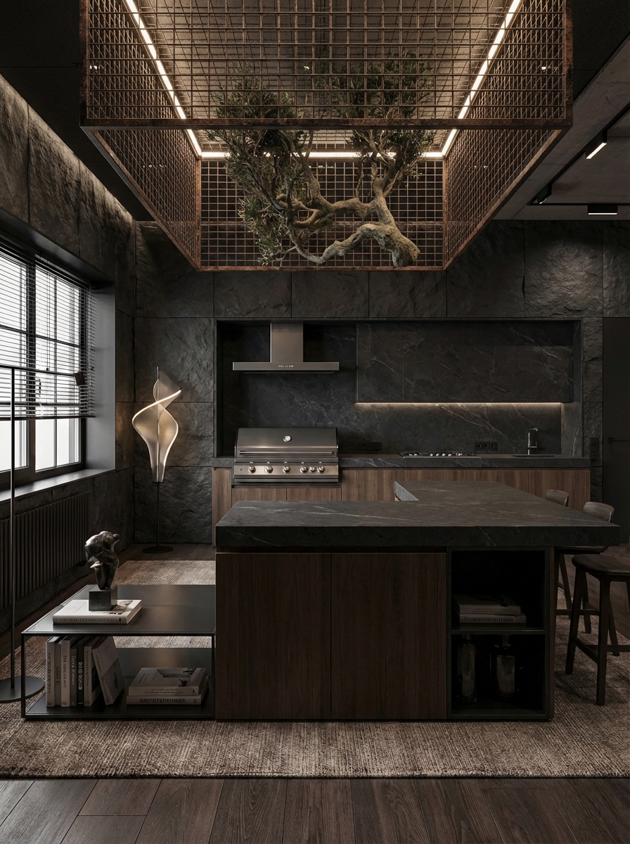 Дизайн гостиной в стиле Блэктэк — фото интерьера от нейросети RoomGPT