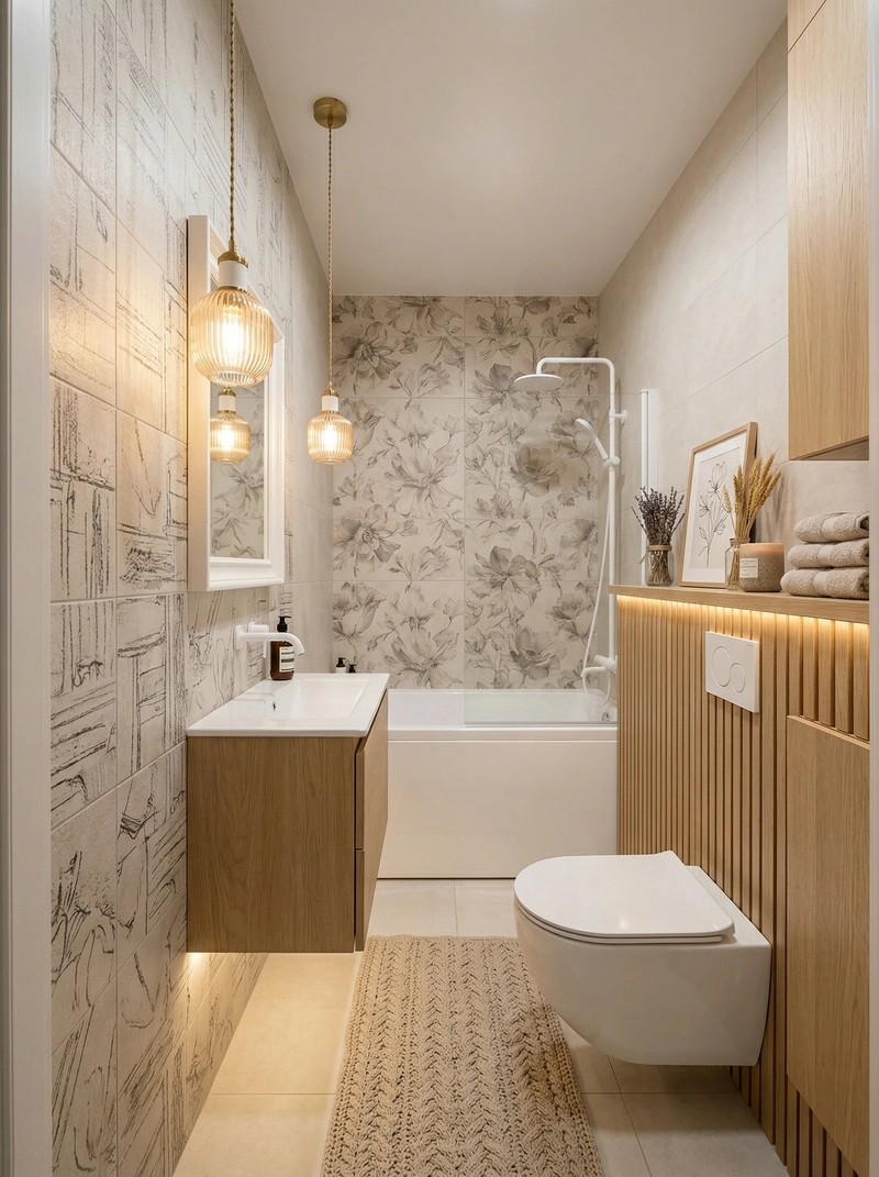 Дизайн ванной в стиле Хюгге — фото интерьера от нейросети RoomGPT