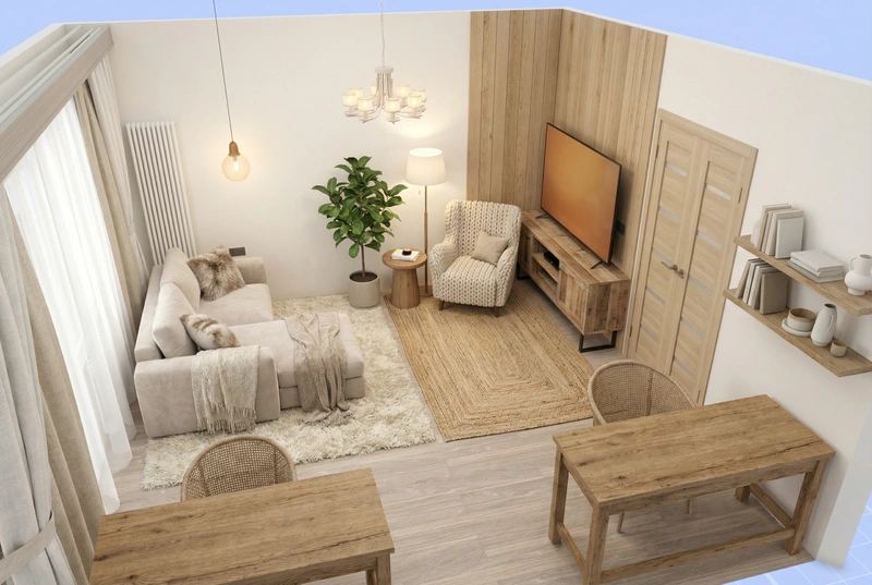 Дизайн интерьера в стиле Хюгге — Гостиная от нейросети RoomGPT