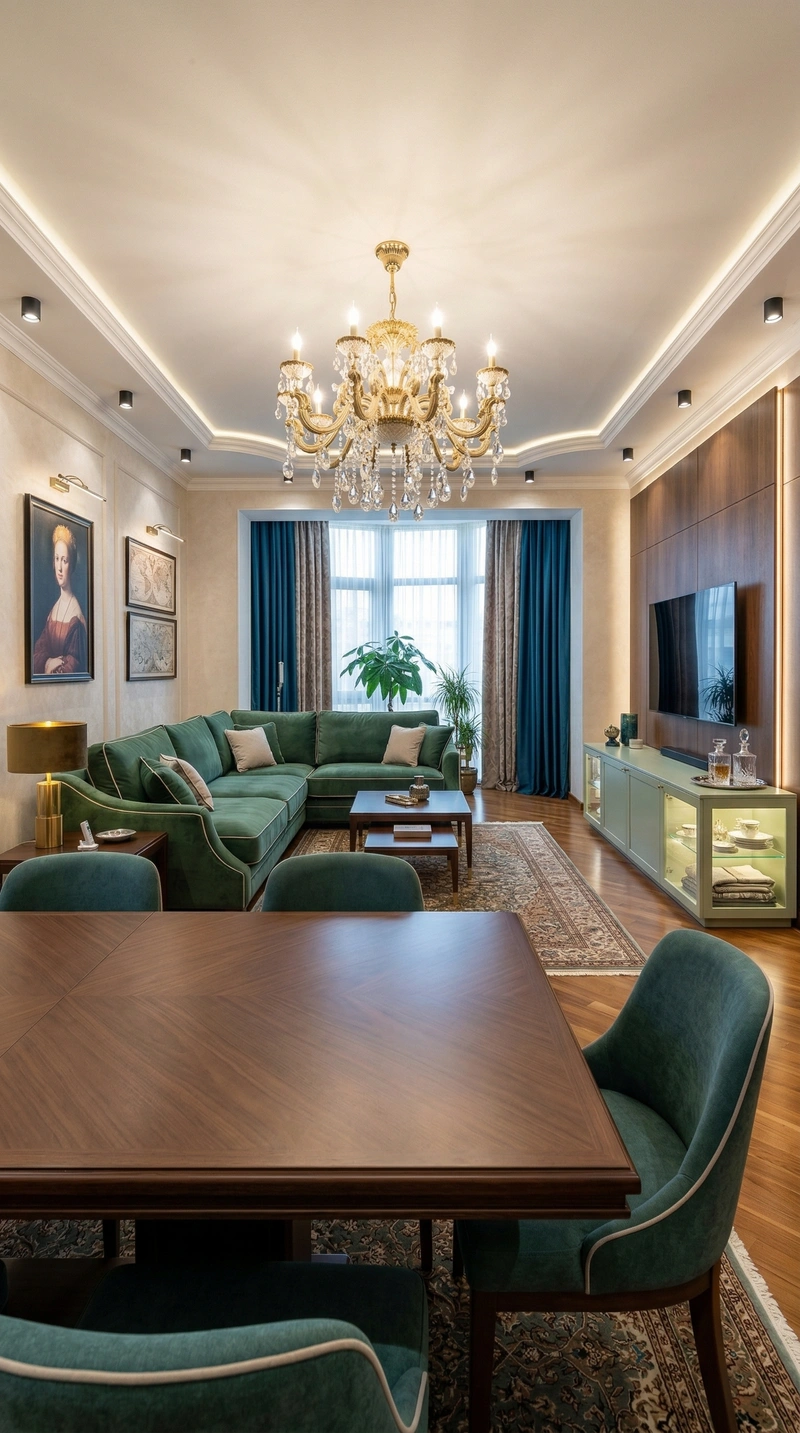 Дизайн гостиной в стиле Британский — фото интерьера от нейросети RoomGPT