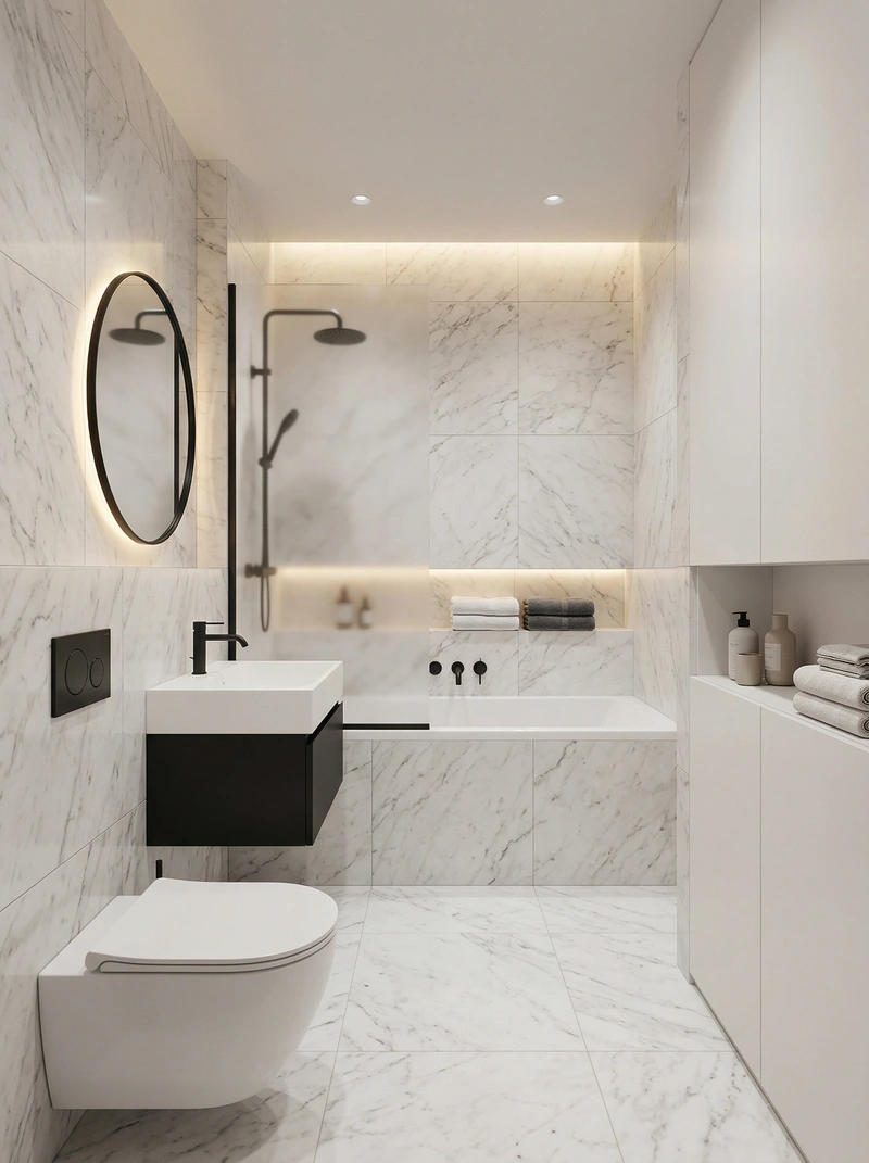 Дизайн ванной в стиле Минимализм — фото интерьера от нейросети RoomGPT