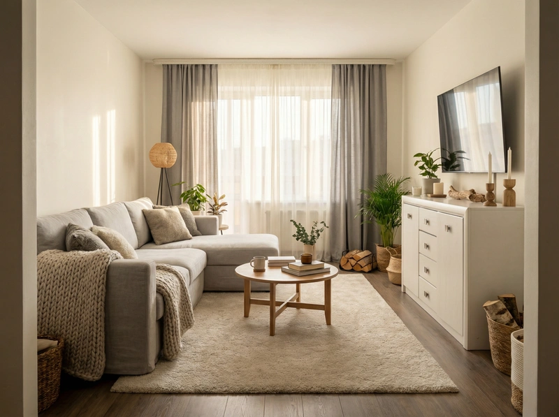 Дизайн интерьера в стиле Хюгге — Гостиная от нейросети RoomGPT