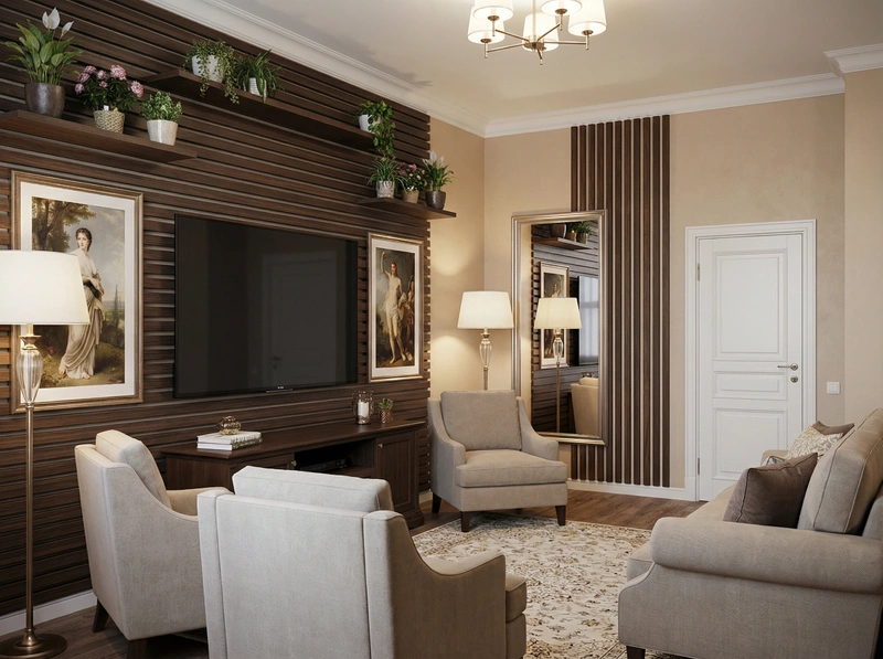 Дизайн интерьера в стиле Классика — Гостиная от нейросети RoomGPT