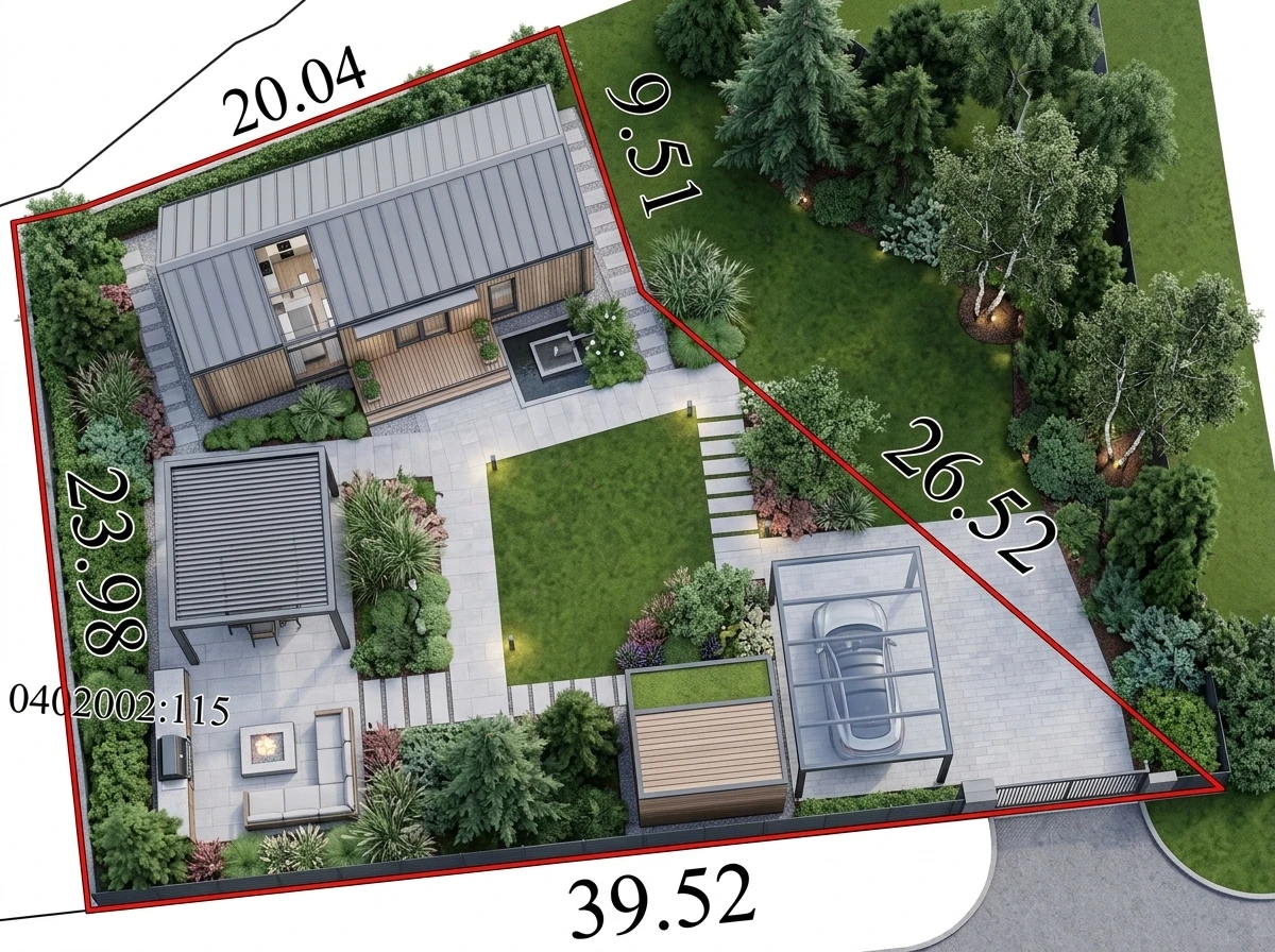 Ландшафтный дизайн в стиле Контемпорари — Участок от нейросети RoomGPT