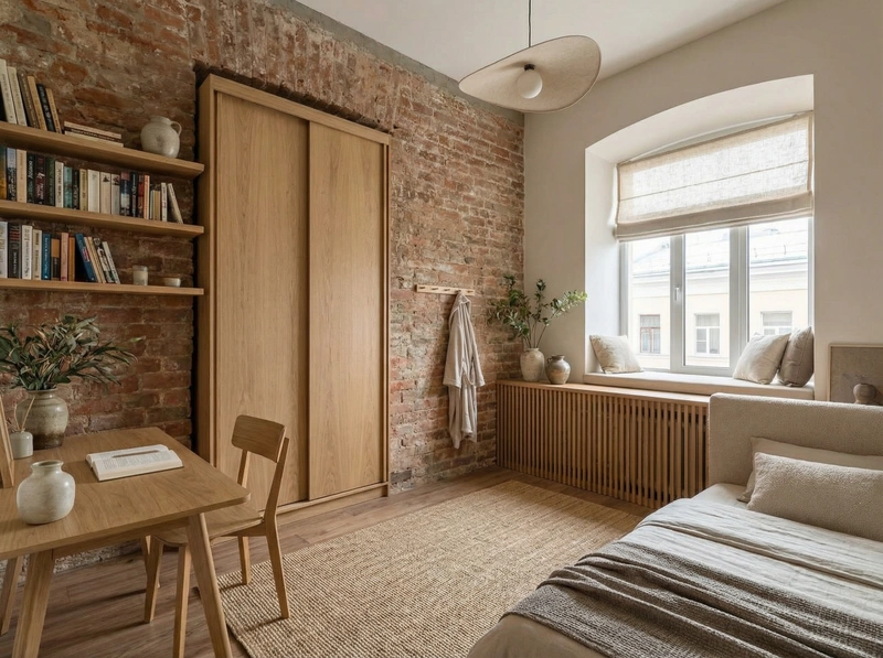 Дизайн спальни в стиле Japandi — фото интерьера от нейросети RoomGPT