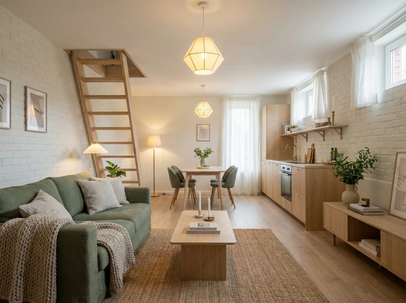 Дизайн интерьера в стиле Хюгге — Гостиная от нейросети RoomGPT