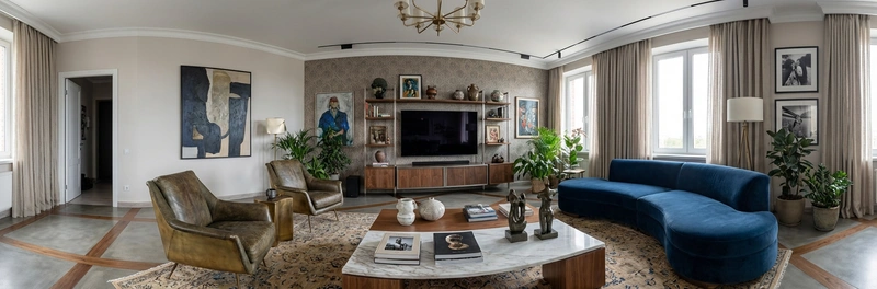 Дизайн интерьера в стиле Эклектика — Гостиная от нейросети RoomGPT