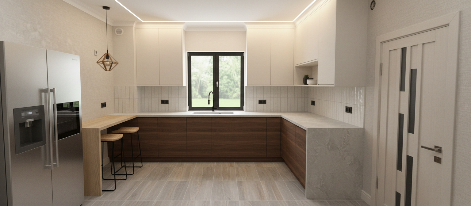 Дизайн кухни в стиле Japandi — фото интерьера от нейросети RoomGPT